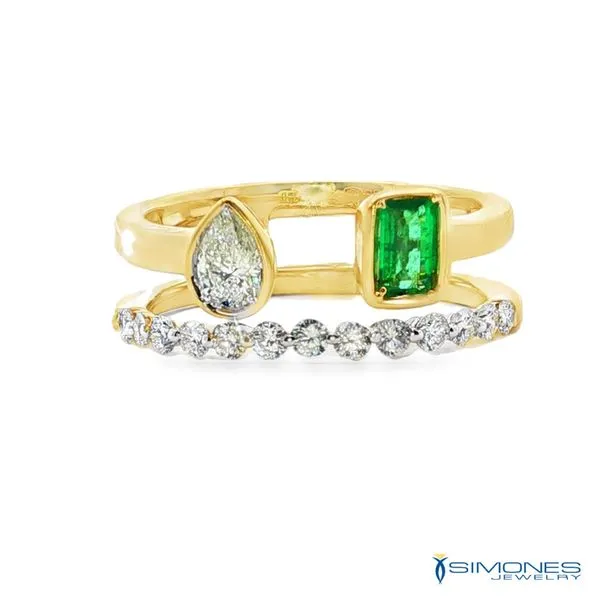 14K Yeloow Diamond & Emeald Ring Simones Jewelry, LLC Shrewsbury, NJ