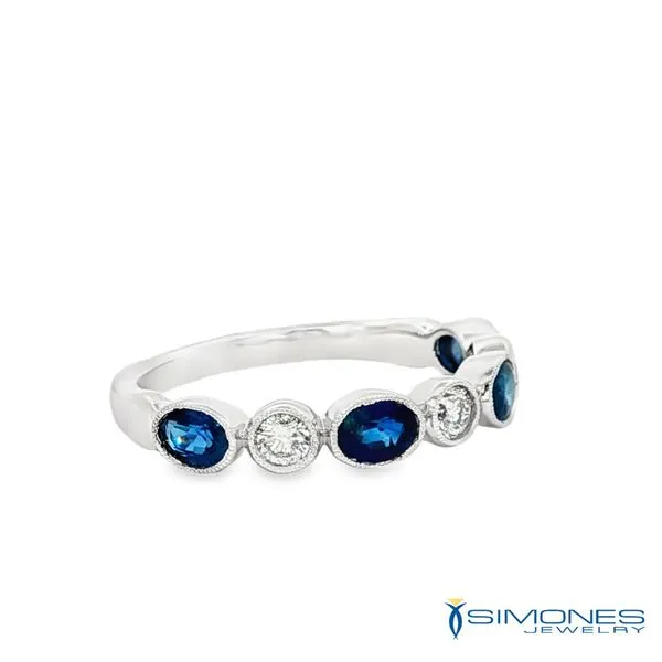 Diamond & Sapphire Band Image 3 Simones Jewelry, LLC Shrewsbury, NJ