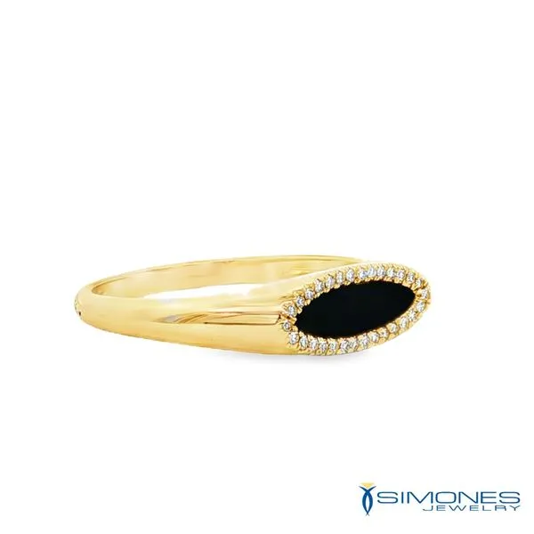 14K Yellow Black Agate & Diamond Ring Image 2 Simones Jewelry, LLC Shrewsbury, NJ