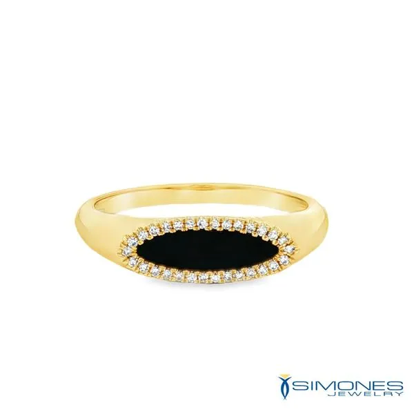 14K Yellow Black Agate & Diamond Ring Simones Jewelry, LLC Shrewsbury, NJ
