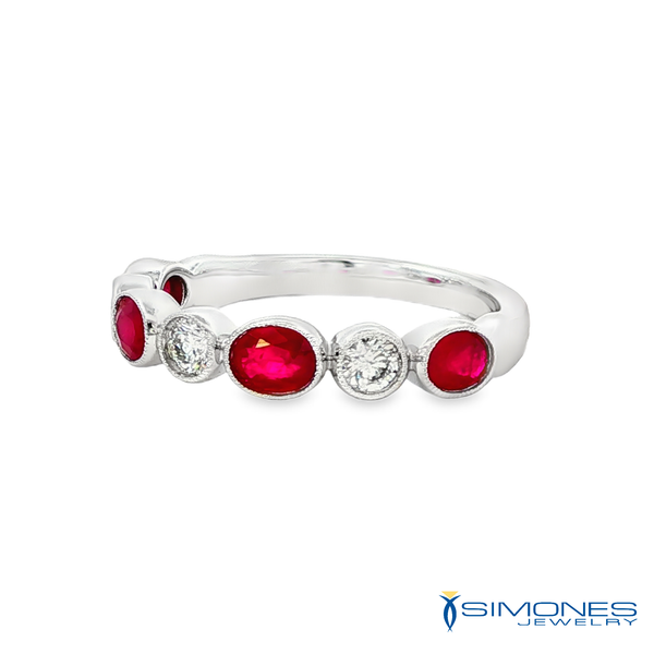 14K White Diamond & Ruby Ring Image 2 Simones Jewelry, LLC Shrewsbury, NJ