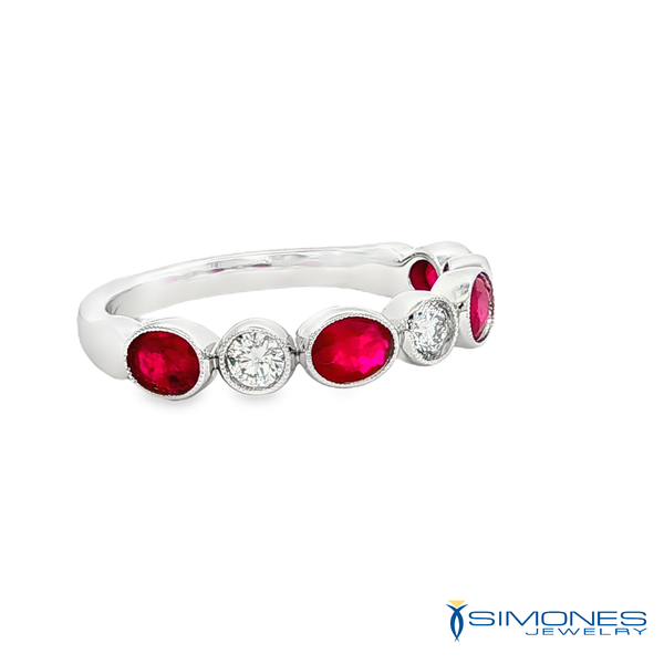 14K White Diamond & Ruby Ring Image 3 Simones Jewelry, LLC Shrewsbury, NJ