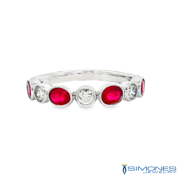 14K White Diamond & Ruby Ring Simones Jewelry, LLC Shrewsbury, NJ