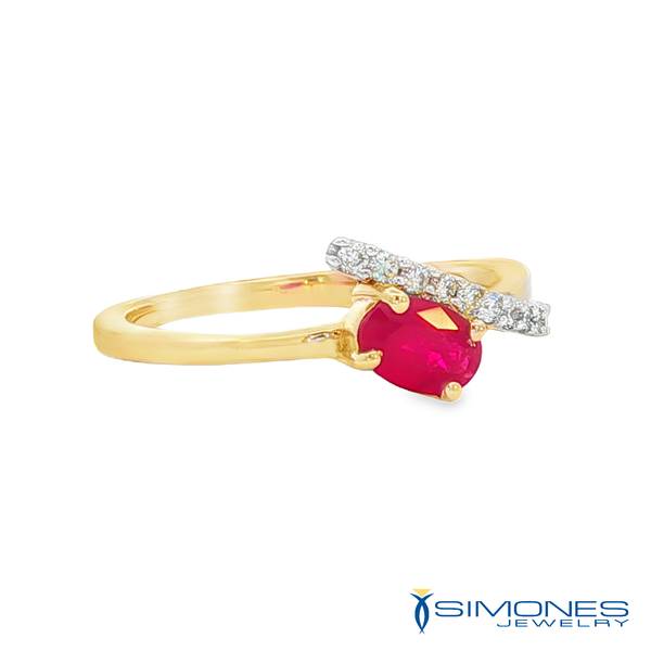 14K Yellow Ruby & Diamond Ring Image 3 Simones Jewelry, LLC Shrewsbury, NJ