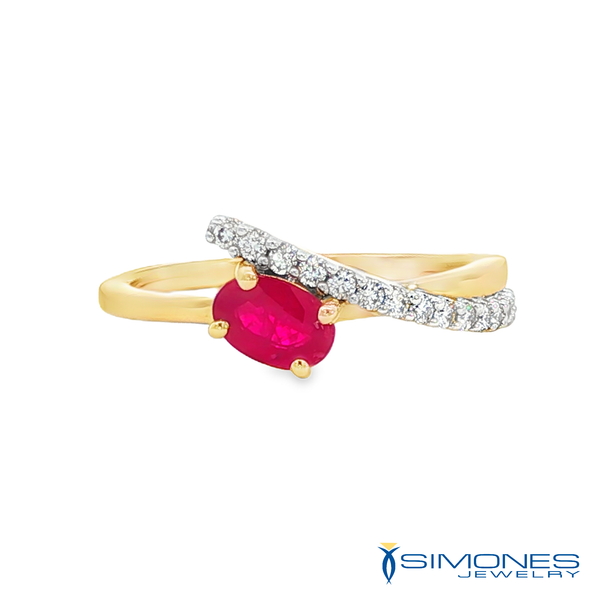 14K Yellow Ruby & Diamond Ring Simones Jewelry, LLC Shrewsbury, NJ