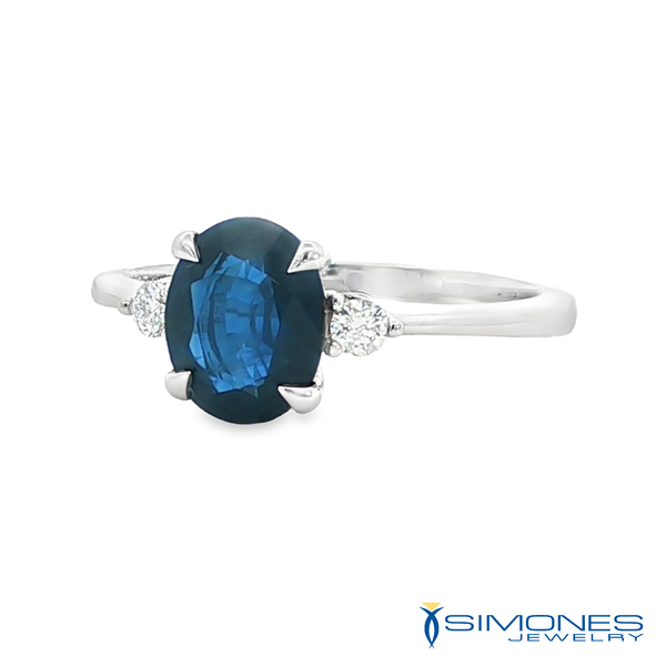14K White Sapphire & Diamond Ring Image 2 Simones Jewelry, LLC Shrewsbury, NJ