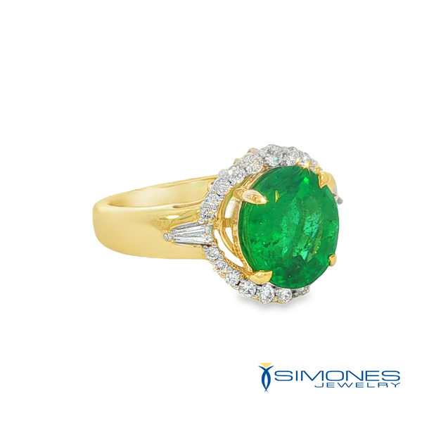 14K Yellow Emerald & Diamond Ring Image 2 Simones Jewelry, LLC Shrewsbury, NJ