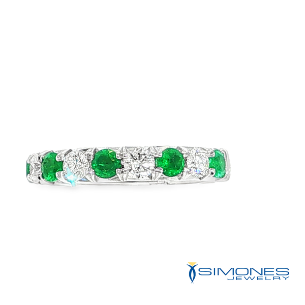 14K Emerald & Diamond Band Image 2 Simones Jewelry, LLC Shrewsbury, NJ