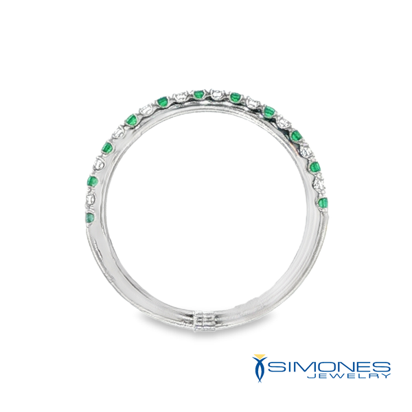 14K Diamond & Emerald Band Image 2 Simones Jewelry, LLC Shrewsbury, NJ