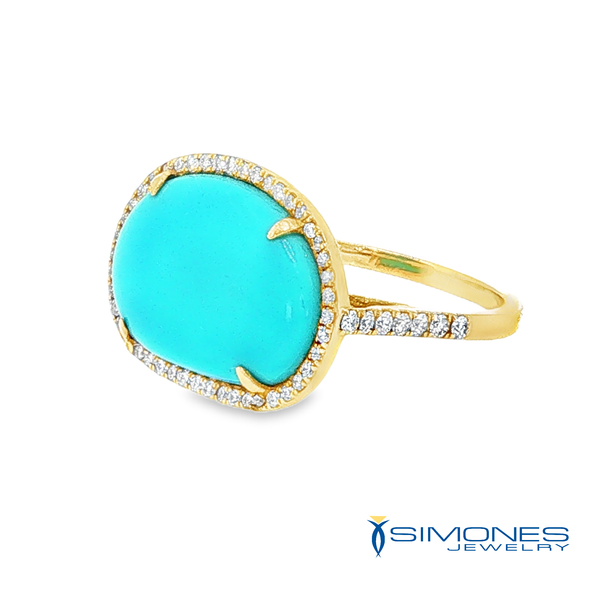 18K Yellow Diamond & Turquoise Ring Image 2 Simones Jewelry, LLC Shrewsbury, NJ