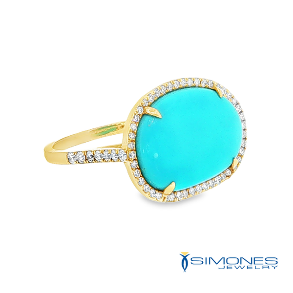 18K Yellow Diamond & Turquoise Ring Image 3 Simones Jewelry, LLC Shrewsbury, NJ