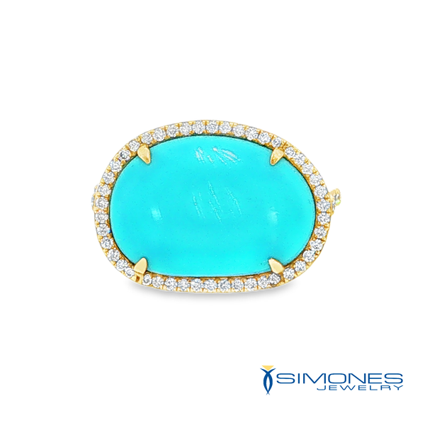 18K Yellow Diamond & Turquoise Ring Simones Jewelry, LLC Shrewsbury, NJ