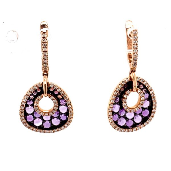 14K Rose Gold Diamond Amethyst Drop Earrings Simones Jewelry, LLC Shrewsbury, NJ