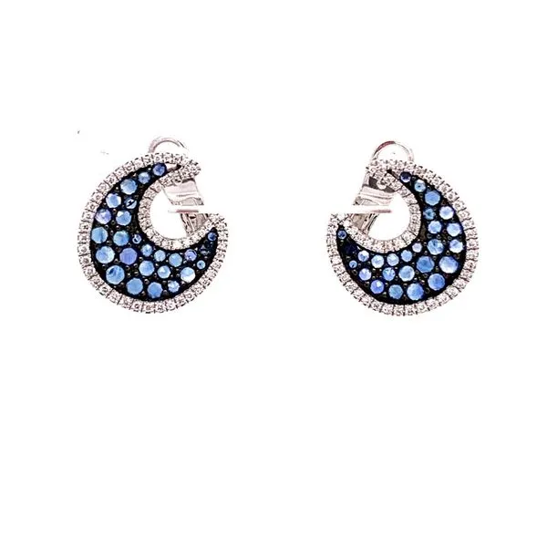 14K White Gold Diamond Sapphire Half Moon Earrings Simones Jewelry, LLC Shrewsbury, NJ