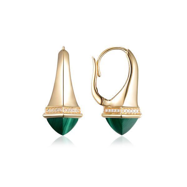 Malachite & Diamond Earrings Simones Jewelry, LLC Shrewsbury, NJ