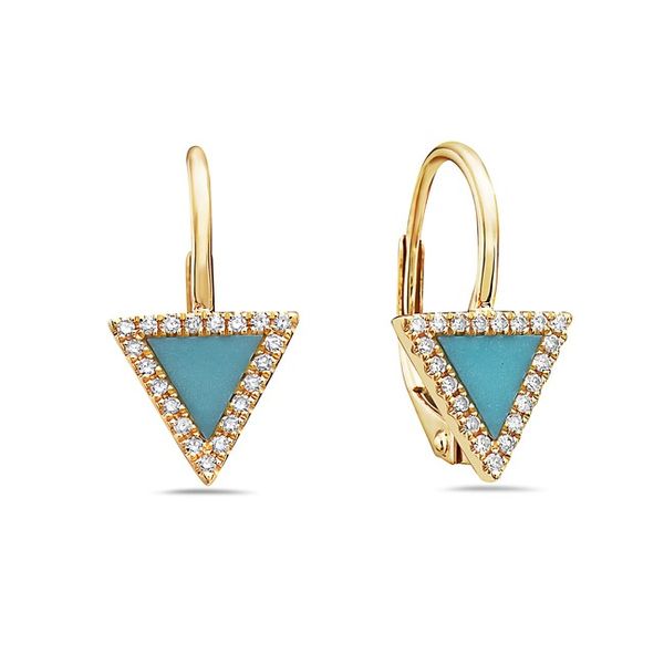Turquoise & Diamond Leverback Earrings Simones Jewelry, LLC Shrewsbury, NJ