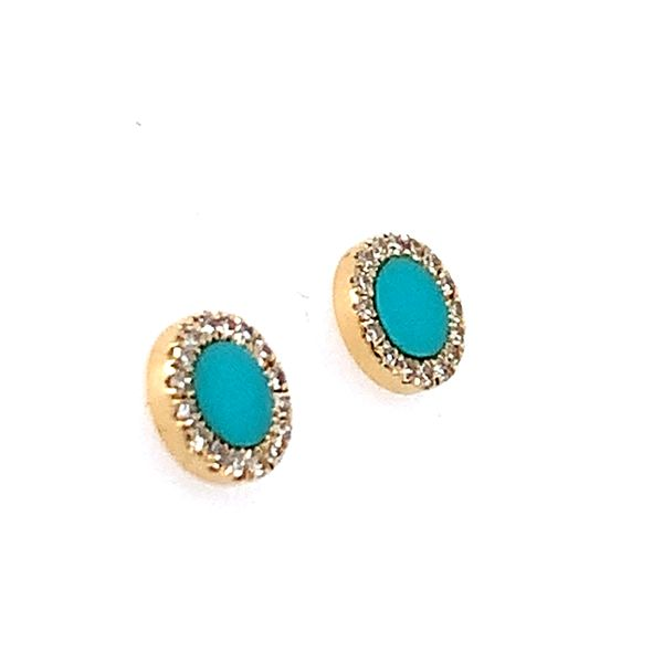 Turquoise & Diamond Earrings Image 2 Simones Jewelry, LLC Shrewsbury, NJ