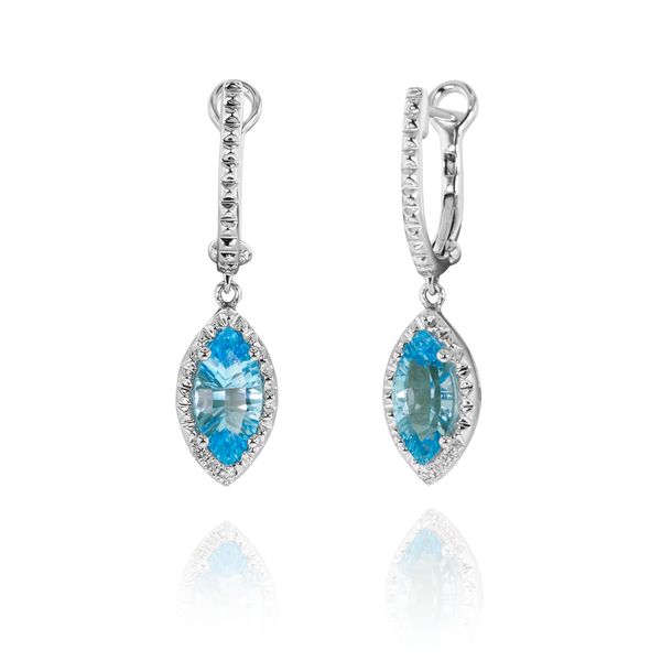 14 Karat White Gold Blue Topaz Diamond Earrings Simones Jewelry, LLC Shrewsbury, NJ