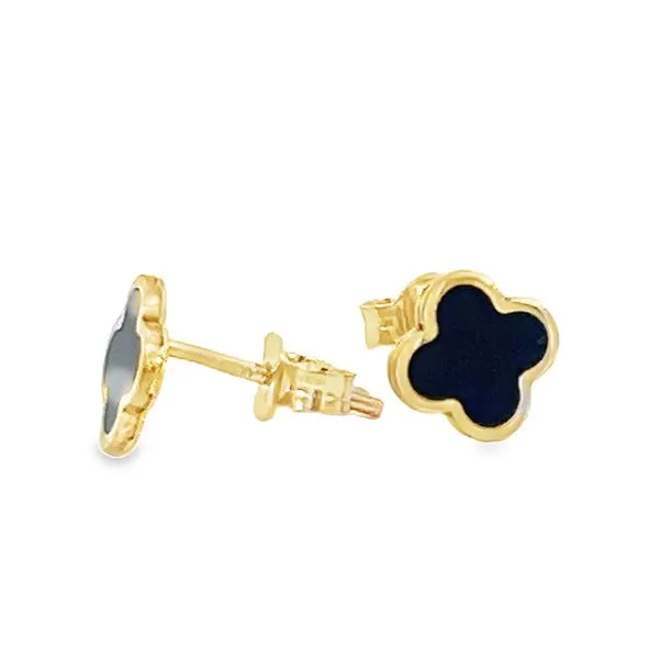 Black Onyx Clover Earrings Image 2 Simones Jewelry, LLC Shrewsbury, NJ