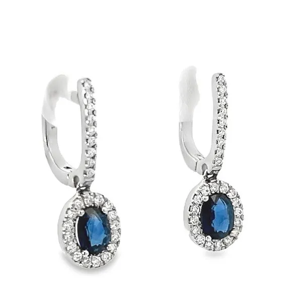 Sapphire And Diamond Drop Earrings Image 2 Simones Jewelry, LLC Shrewsbury, NJ