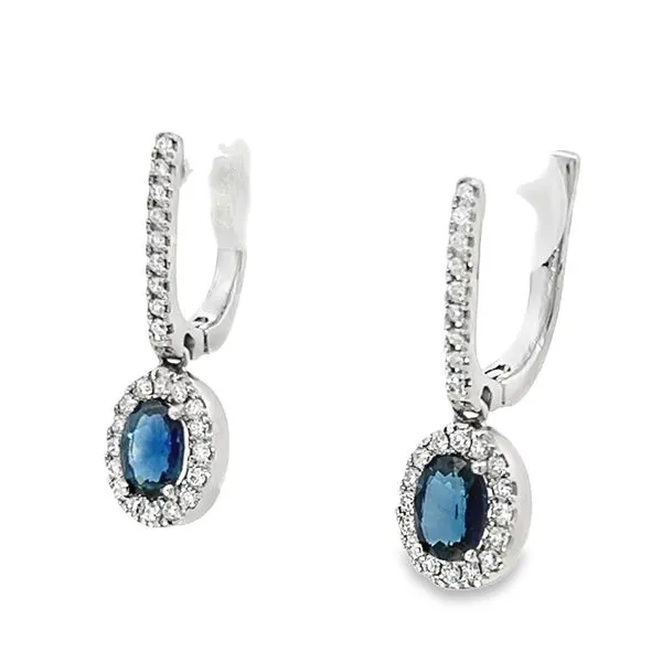Sapphire And Diamond Drop Earrings Image 3 Simones Jewelry, LLC Shrewsbury, NJ