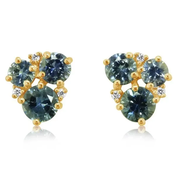 Montana Sapphire/Diamond Cluster Earrings Simones Jewelry, LLC Shrewsbury, NJ
