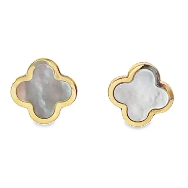 14K Yellow Mother Of Pearl Clover Earrings Simones Jewelry, LLC Shrewsbury, NJ