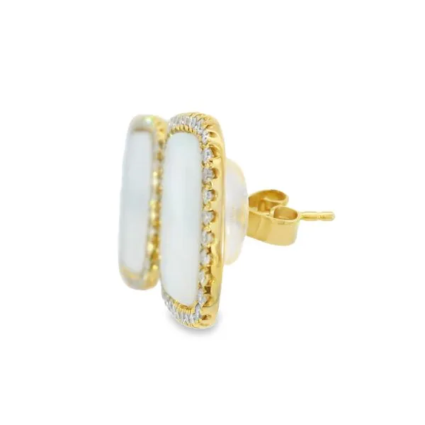 Mother of Pearl & Diamond Post Earrings Image 4 Simones Jewelry, LLC Shrewsbury, NJ