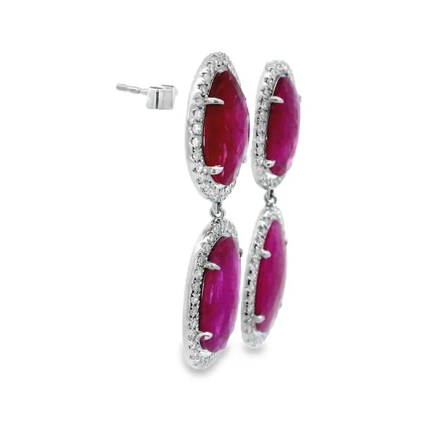 Ruby Slice & Diamond Drop Earrings Image 4 Simones Jewelry, LLC Shrewsbury, NJ