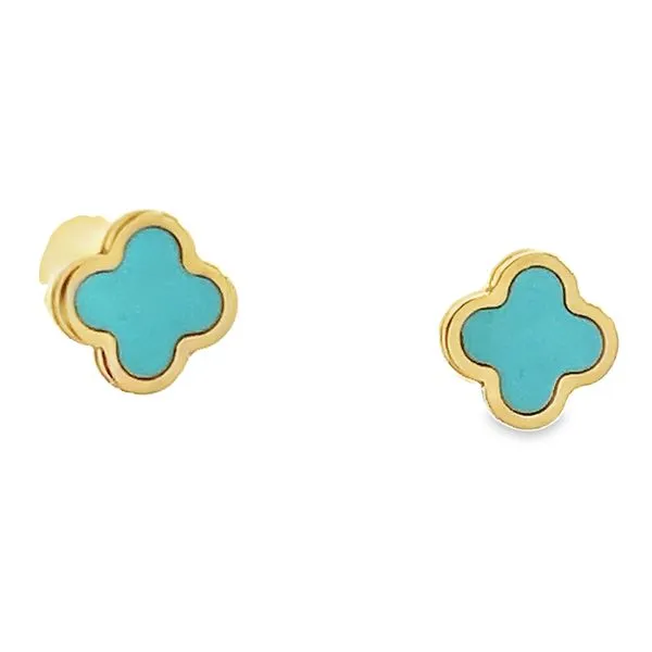 Turquoise Clover Earrings Image 3 Simones Jewelry, LLC Shrewsbury, NJ