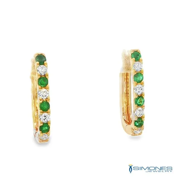 14K Yellow Diamond & Emerald Earrings Image 2 Simones Jewelry, LLC Shrewsbury, NJ