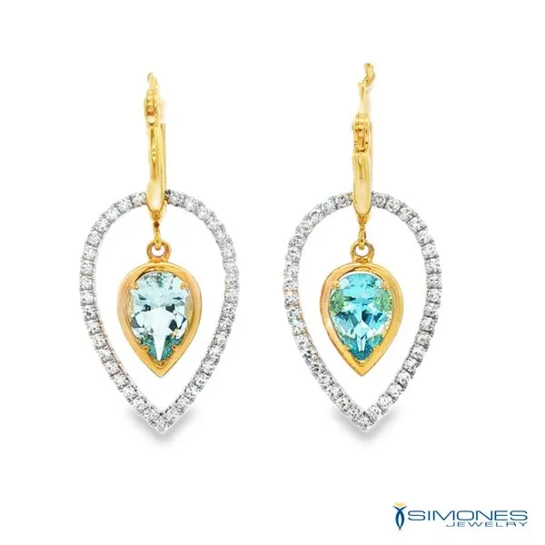 14K Yellow Diamond & Aquamarine Earrings Simones Jewelry, LLC Shrewsbury, NJ
