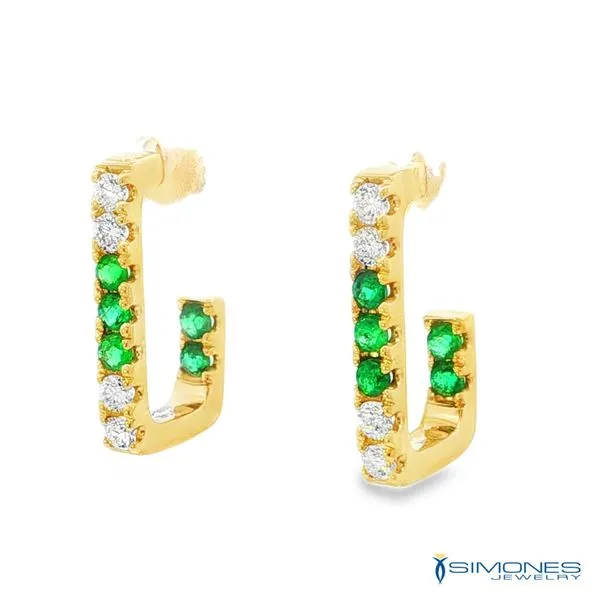 14K Yellow Diamond & Emerald Earrings Image 3 Simones Jewelry, LLC Shrewsbury, NJ