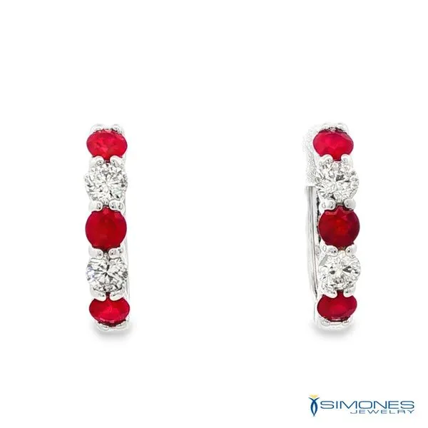 14K White Diamond & Ruby Earrings Simones Jewelry, LLC Shrewsbury, NJ