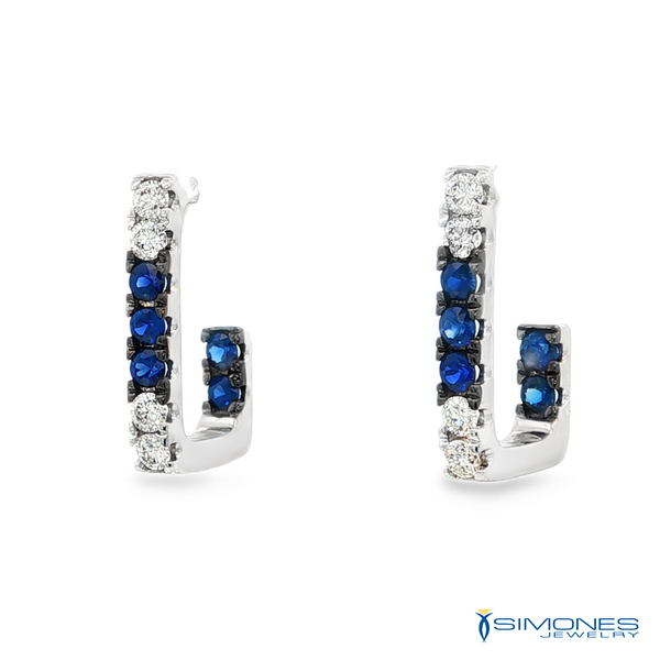 14K White Diamond & Sapphire Earrings Image 3 Simones Jewelry, LLC Shrewsbury, NJ