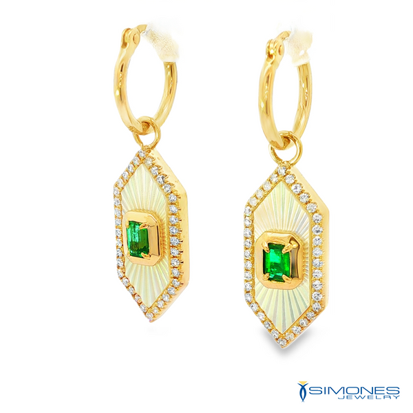 14K Yellow Diamond & Emerald Earrings Image 3 Simones Jewelry, LLC Shrewsbury, NJ