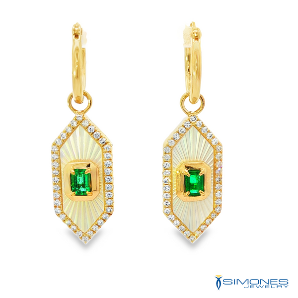 14K Yellow Diamond & Emerald Earrings Simones Jewelry, LLC Shrewsbury, NJ