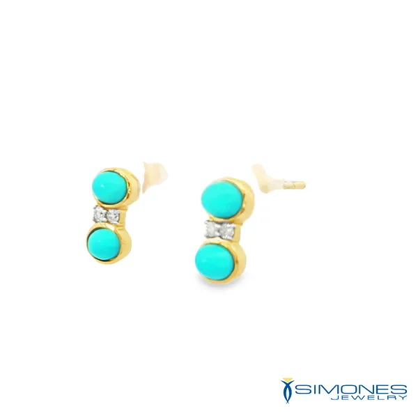 Turquoise & Diamond Earrings Image 2 Simones Jewelry, LLC Shrewsbury, NJ