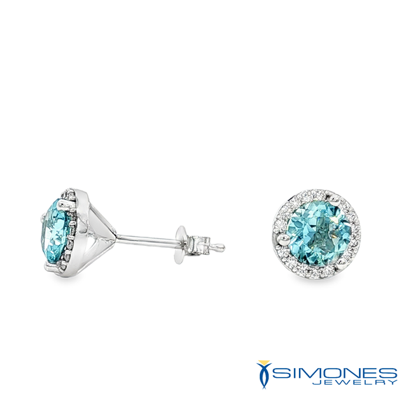 14K White Aquamarine & Diamond Earrings Image 2 Simones Jewelry, LLC Shrewsbury, NJ