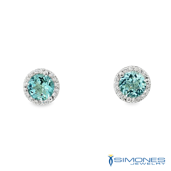 14K White Aquamarine & Diamond Earrings Simones Jewelry, LLC Shrewsbury, NJ