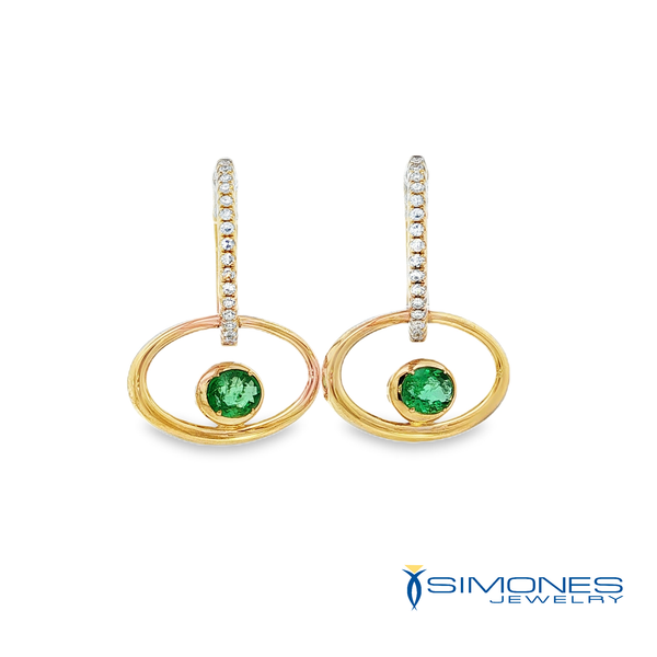 14K Yellow Emerald & Diamond Drop Earrings Simones Jewelry, LLC Shrewsbury, NJ