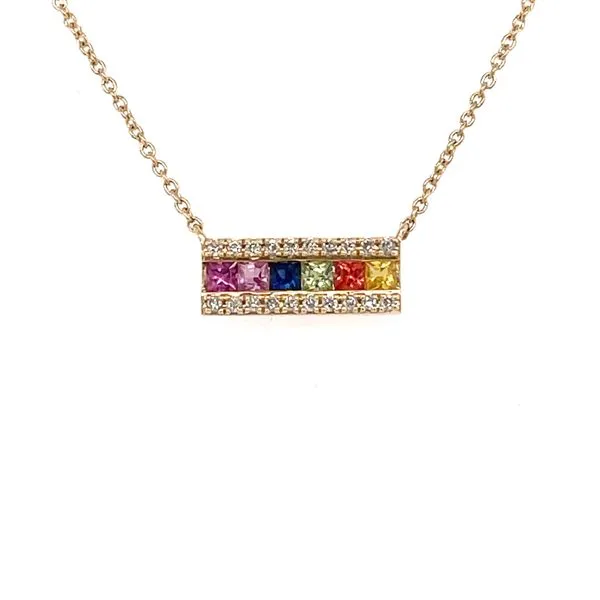 Rainbow Sapphire Bar Necklace Simones Jewelry, LLC Shrewsbury, NJ