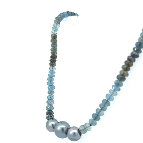 Faceted Aquamarine with Tahitian Pearl Image 2 Simones Jewelry, LLC Shrewsbury, NJ