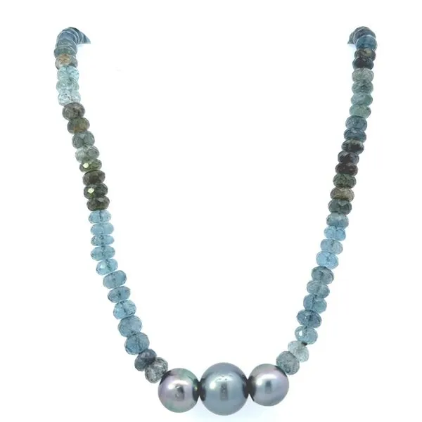Faceted Aquamarine with Tahitian Pearl Simones Jewelry, LLC Shrewsbury, NJ