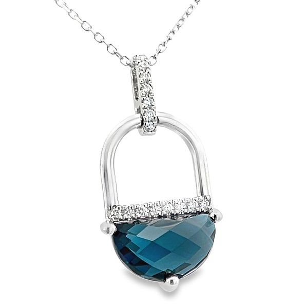 14K White Gold London Blue Topaz & Diamond Necklace Simones Jewelry, LLC Shrewsbury, NJ