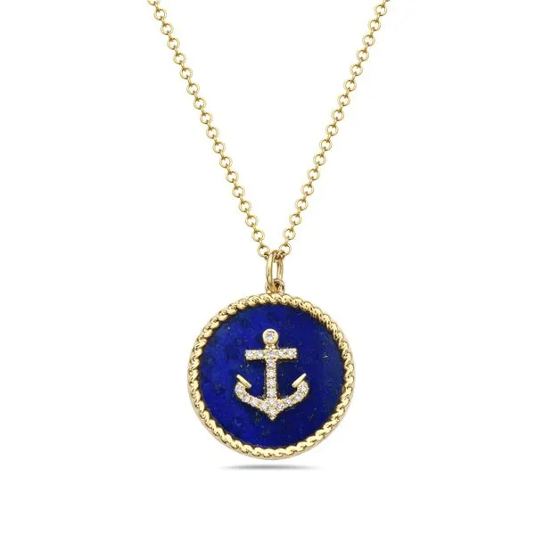 Colored Stone Nautical pendant Lapis & Diamond Simones Jewelry, LLC Shrewsbury, NJ