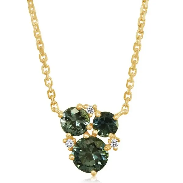 Montana Sapphire/Diamond  Cluster Necklace Simones Jewelry, LLC Shrewsbury, NJ