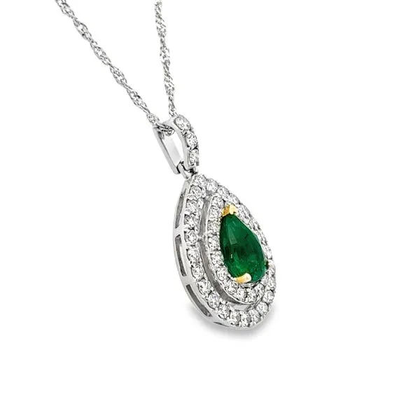 14K White Emerald &  Diamond Pendant Image 3 Simones Jewelry, LLC Shrewsbury, NJ