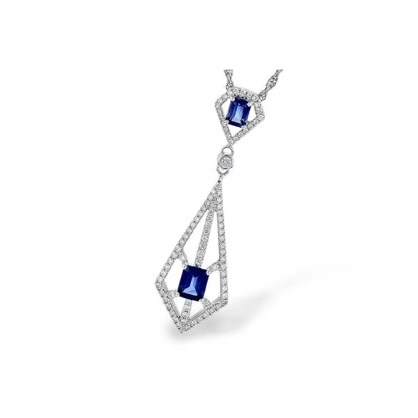 14K White .70ct.tw. Diamond 1.00ct.tw. Sapphire Necklace Simones Jewelry, LLC Shrewsbury, NJ