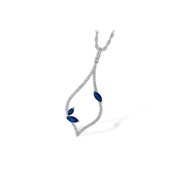 14K White .36ct.tw. Diamond .56ct.tw. Sapphire Necklace Simones Jewelry, LLC Shrewsbury, NJ